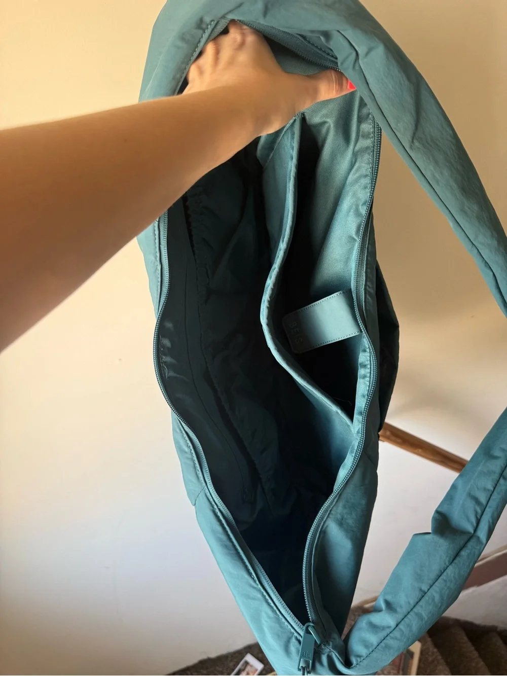 BEIS The oversized crescent catchall in teal